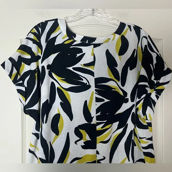 Fred David Stylish Black and Lime Short Sleeve Women's Blouse Size XL - Picture 7 of 16